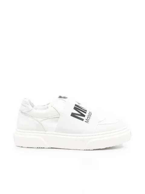 logo-print panelled sneakers