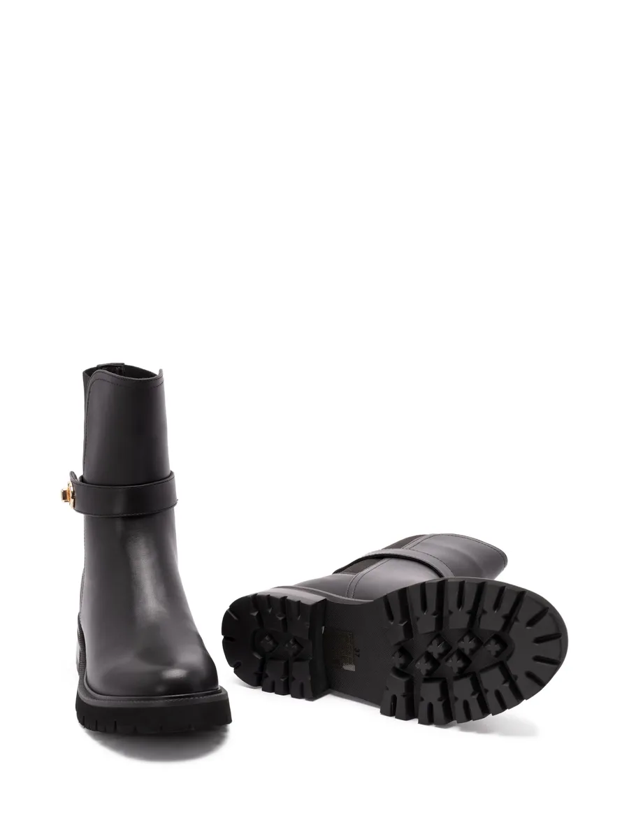 buckle-strap leather boots 8