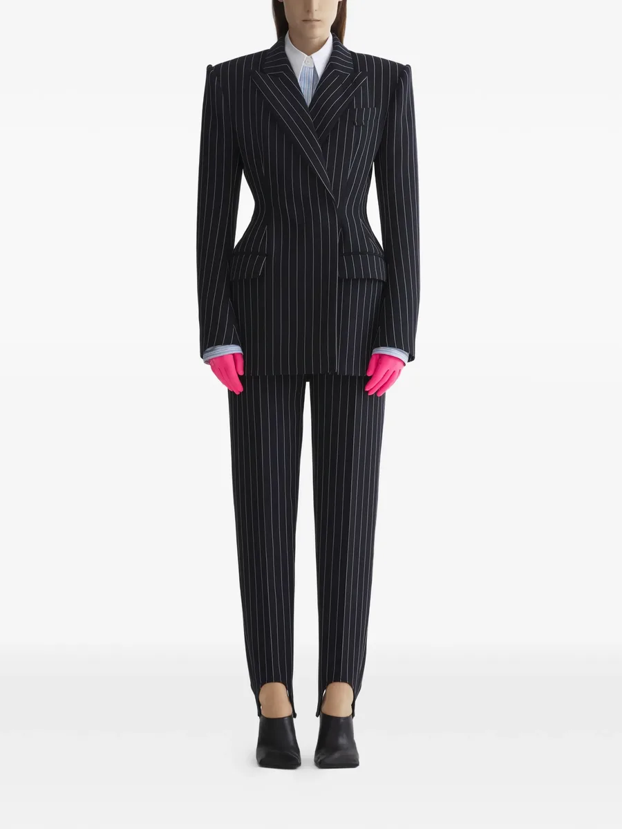 pinstriped slit hem trousers 4