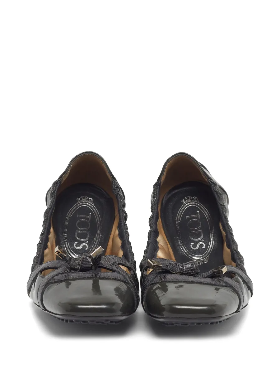 lizard-embossed bow ballet flats 7