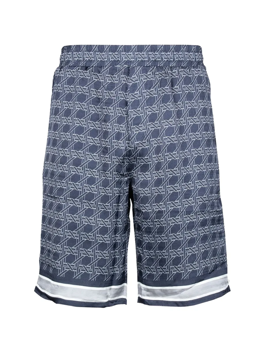 geometric-print striped-hem shorts 1