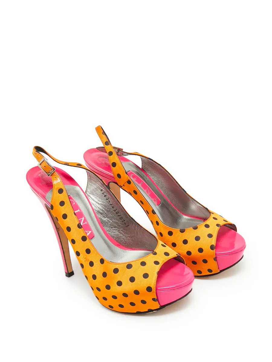 polka-dot satin heeled sandals 3