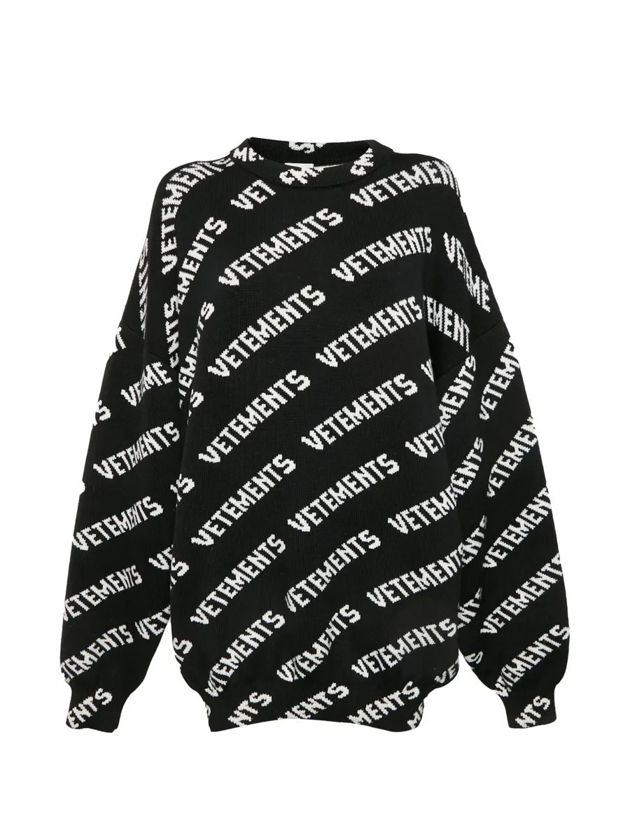 logo-jacquard ribbed knit sweater 1