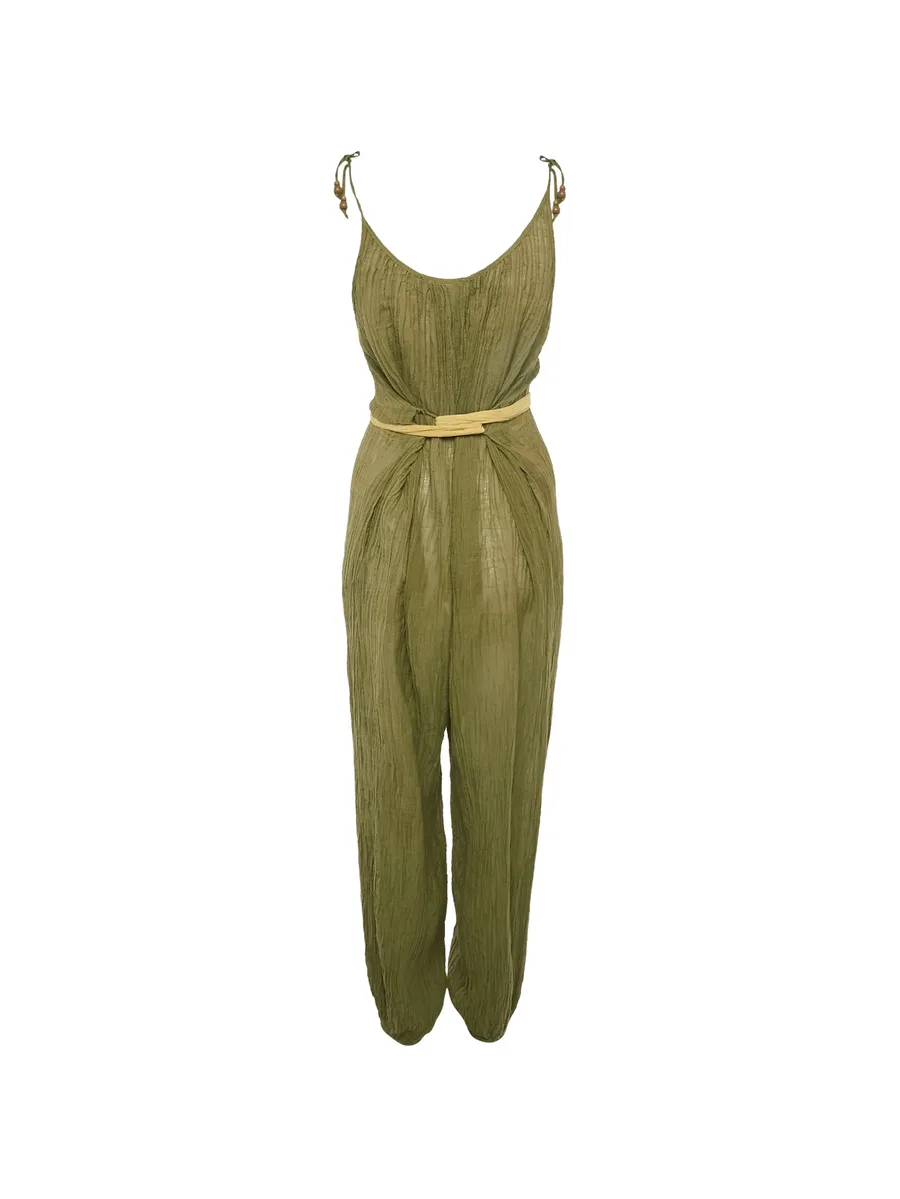 belted shoulder-tie jumpsuit 3