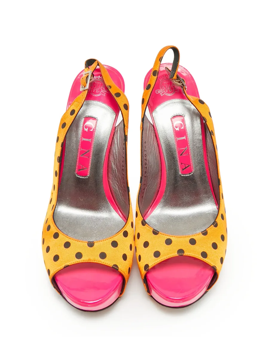 polka-dot satin heeled sandals 5