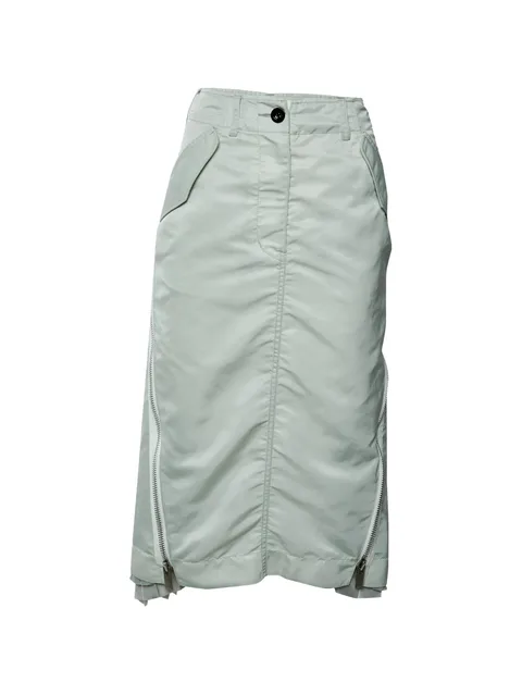zip-detail pleated midi skirt