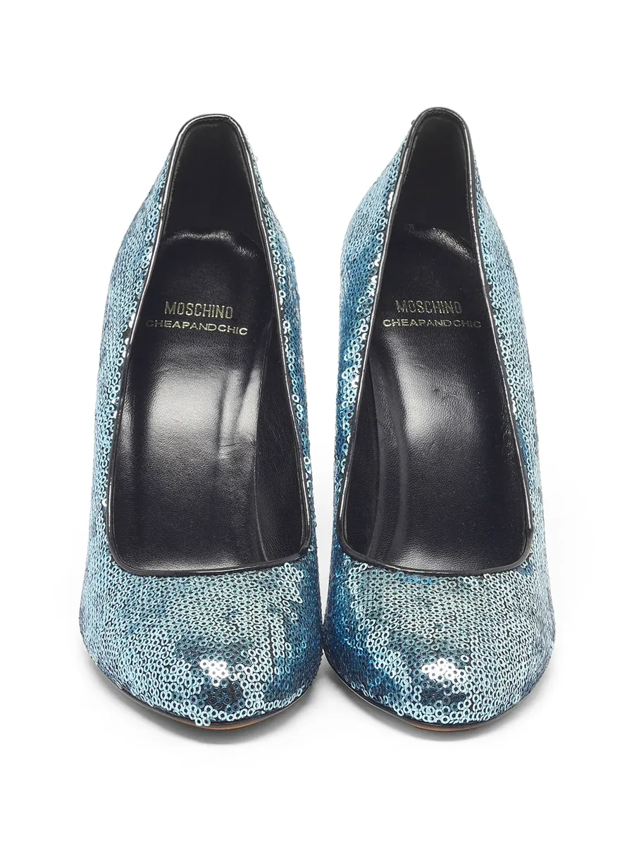 sequin round-toe pumps 5