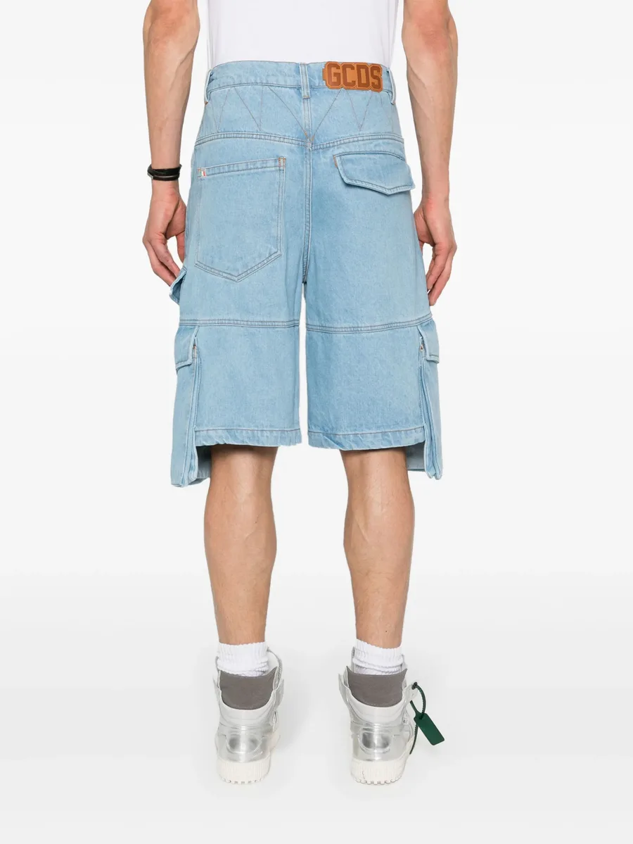 logo-plaque denim shorts 8