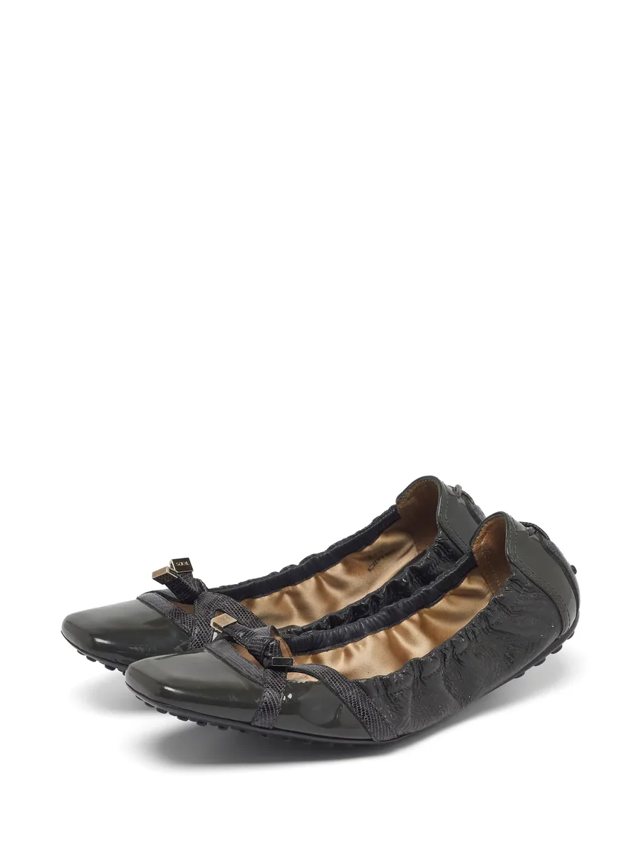 lizard-embossed bow ballet flats 4