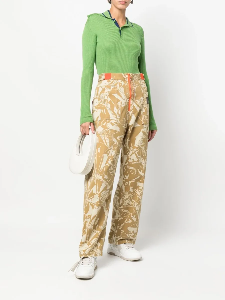 graphic-print cotton twill trousers 3