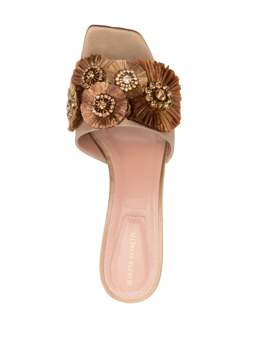 55mm floral-appliqué leather sandals 7