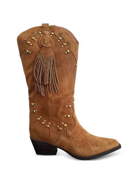 studded fringed-tassel boots