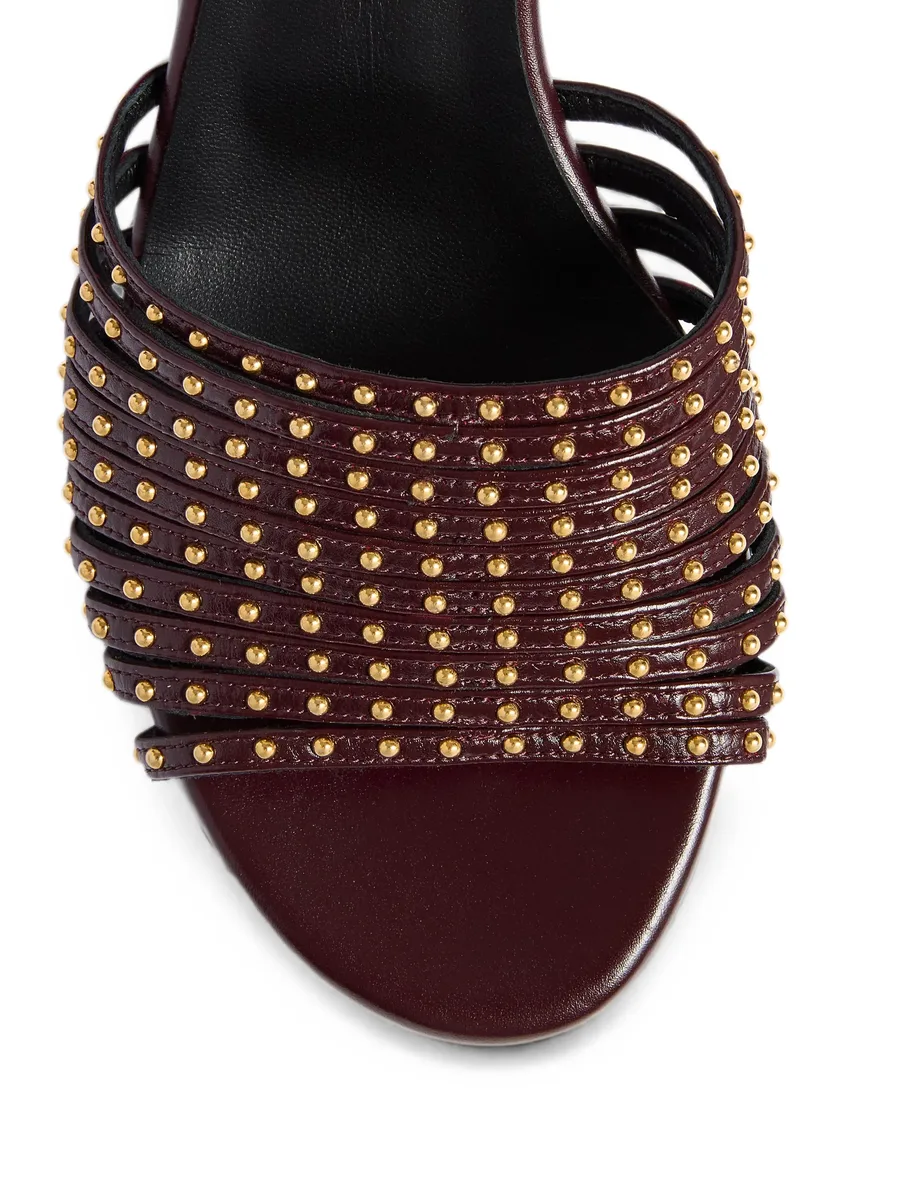 Drew sandals in bordeaux-leather with gold studs 7