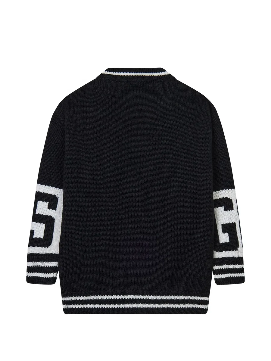 logo-jacquard V-neck cardigan 2