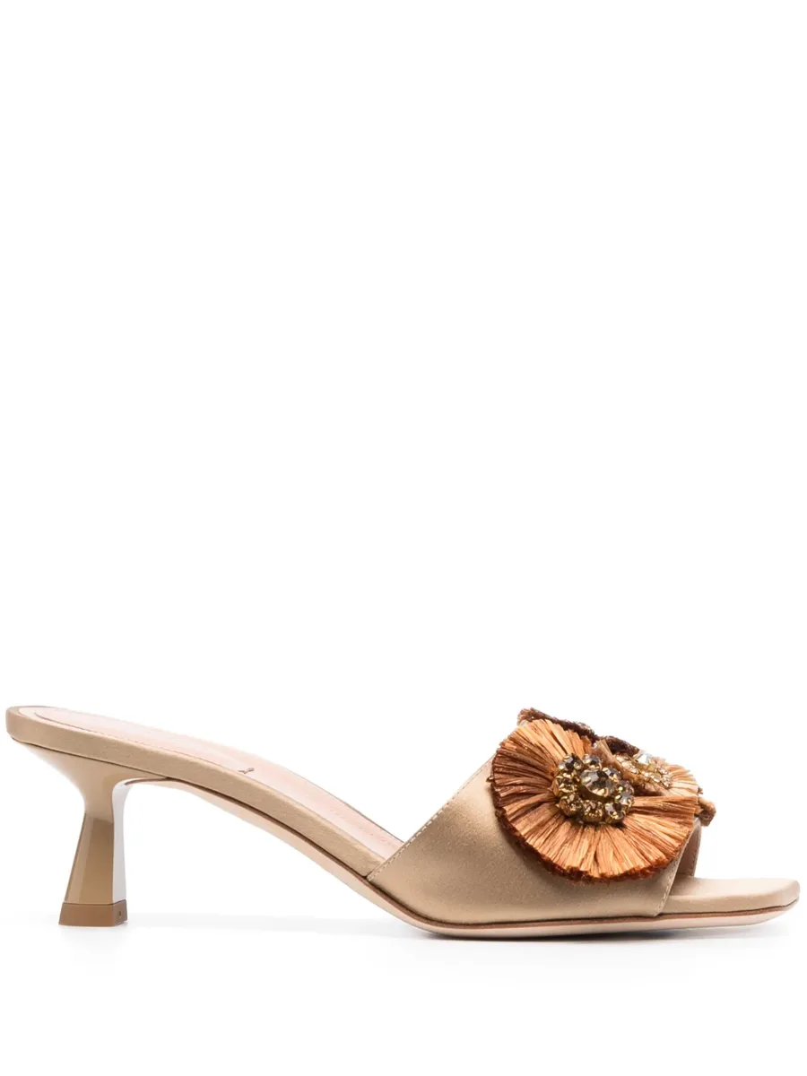 55mm floral-appliqué leather sandals 1