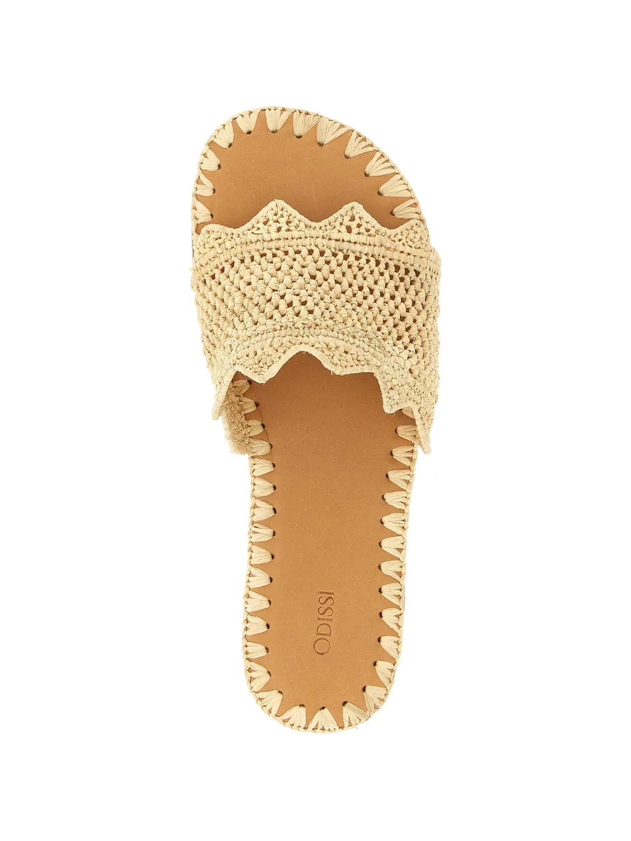 Lucia scalloped raffia ballet flats 5