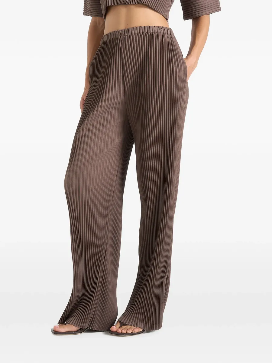 Lila pleated wide-leg trousers in brown 1