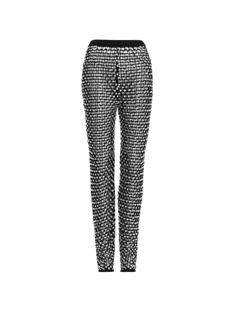crystal-embellished slim-fit trousers 1