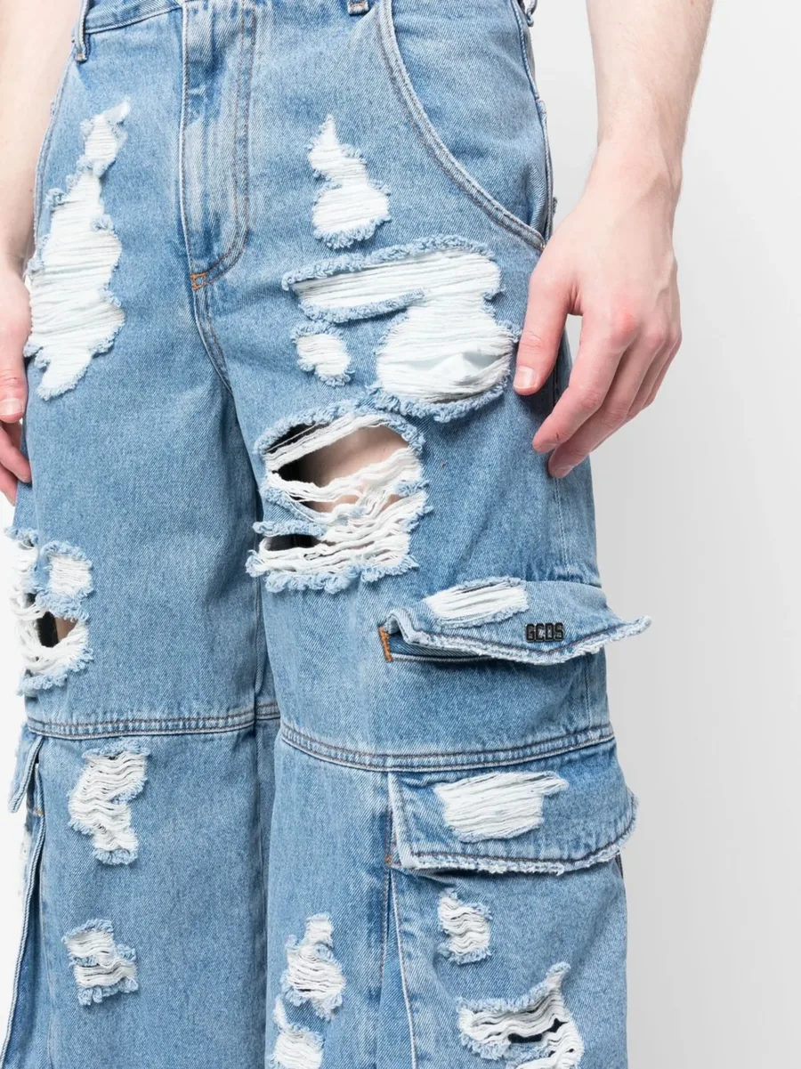 distressed wide-leg jeans 10