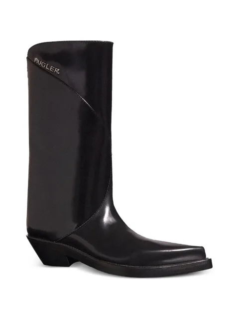 pointed leather boots
