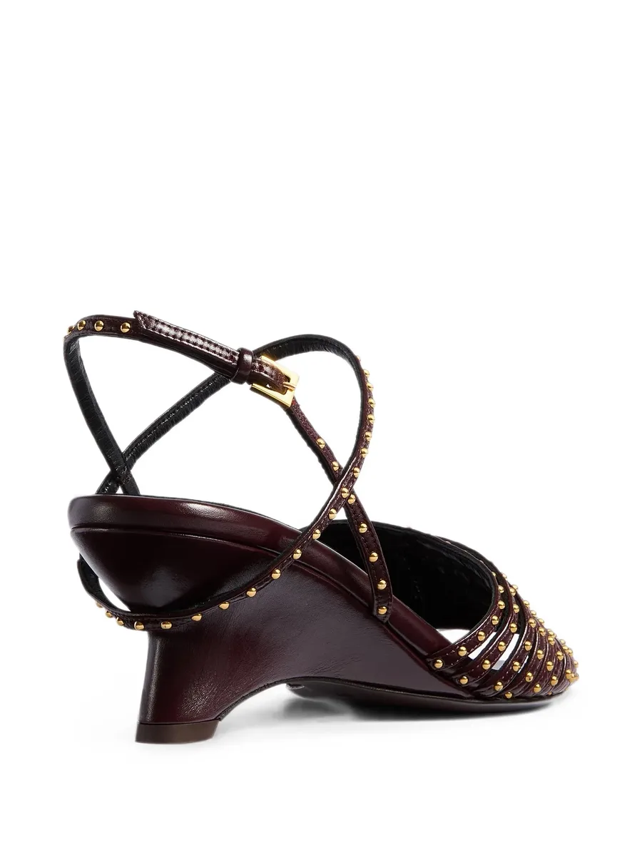 Drew sandals in bordeaux-leather with gold studs 5
