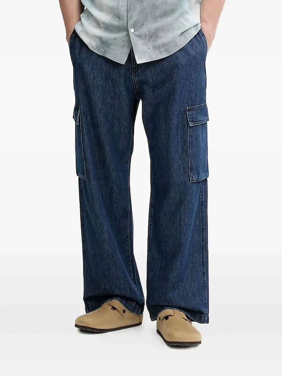 cargo-pockets drawstring wide-leg jeans 1