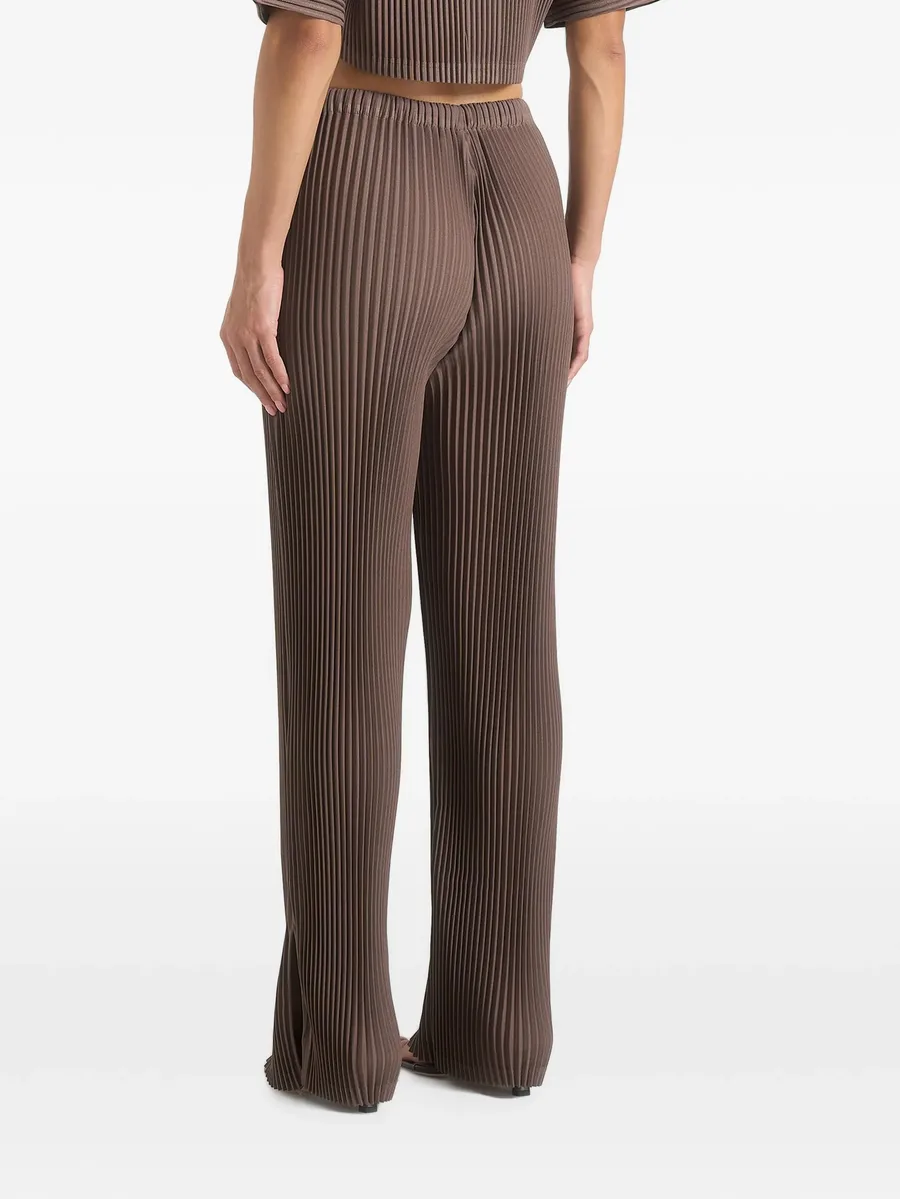 Lila pleated wide-leg trousers in brown 3