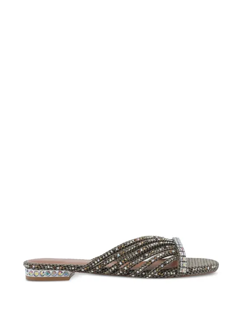 crystal strap flat mules