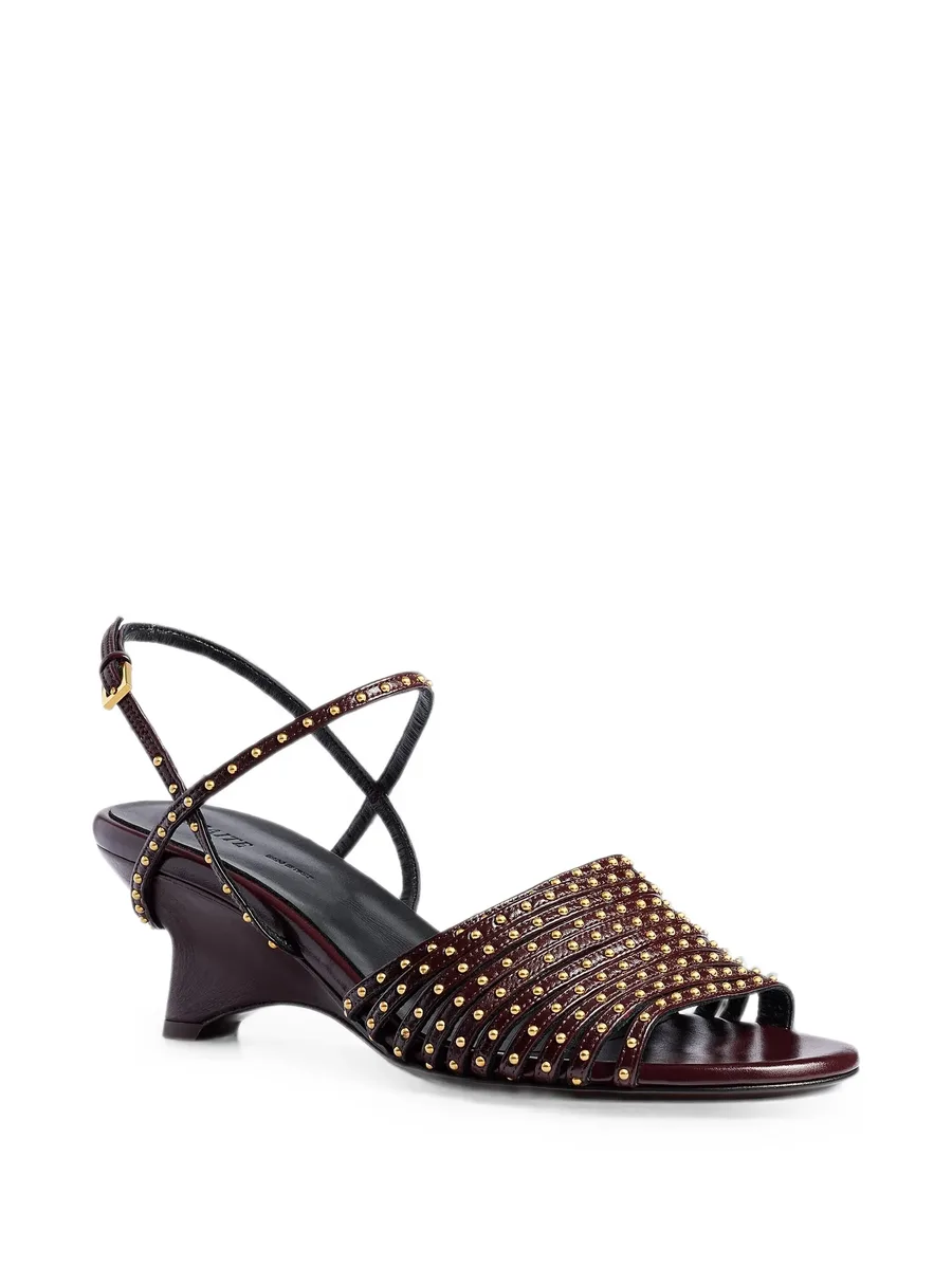 Drew sandals in bordeaux-leather with gold studs 4