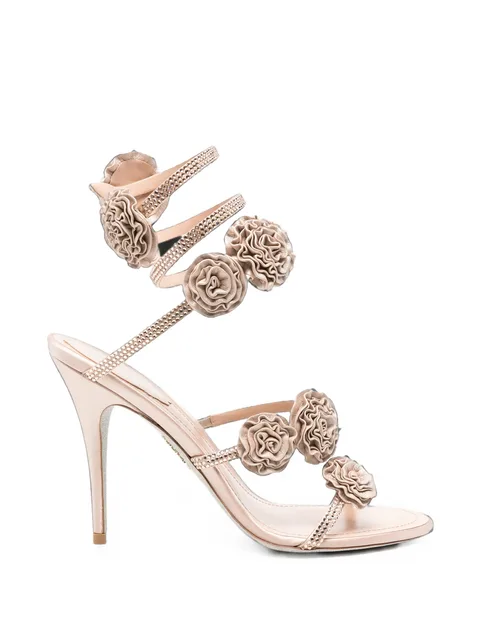 crystal-embellished floral-appliqué sandals