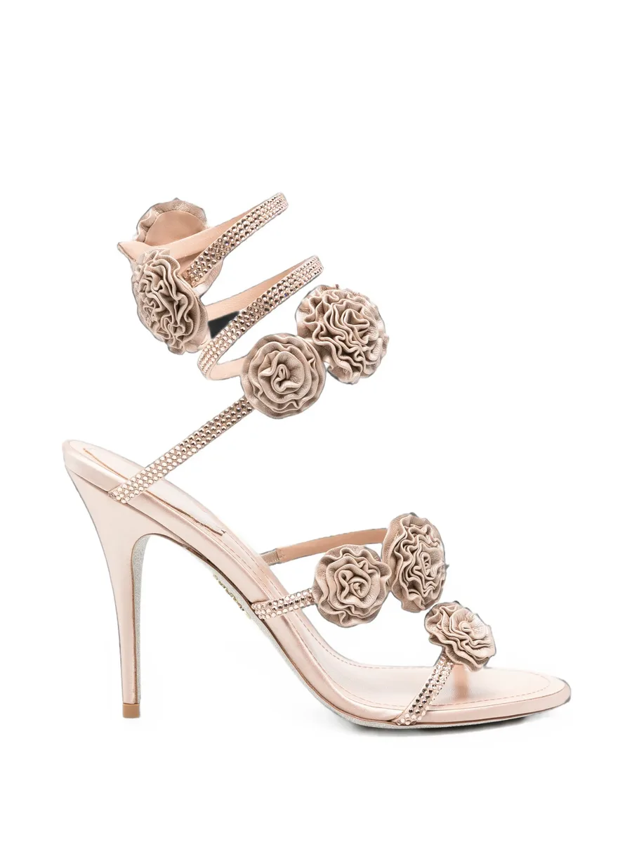 crystal-embellished floral-appliqué sandals 1