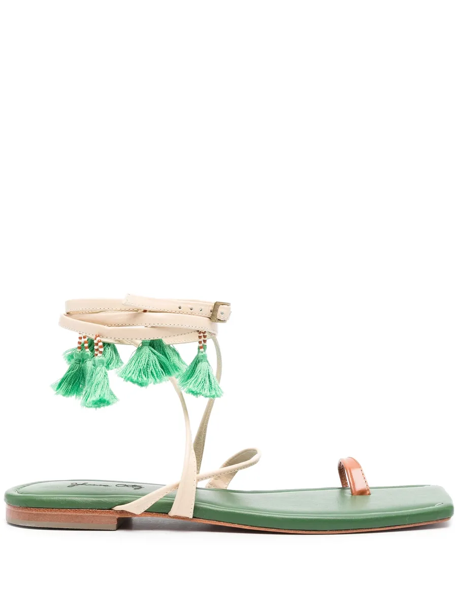 Conversando Con El Viento leather flat sandals 2