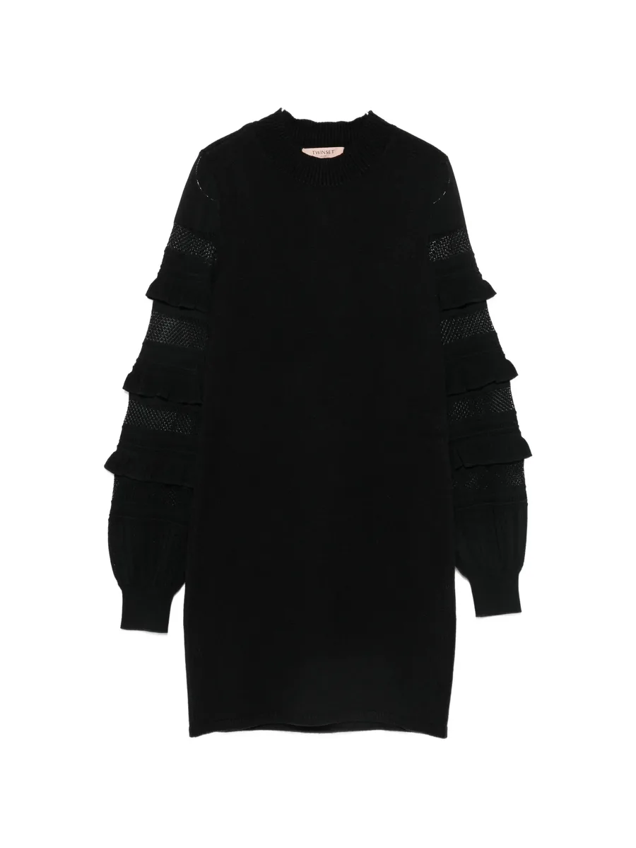 ruffled-sleeve mini knitted dress 1