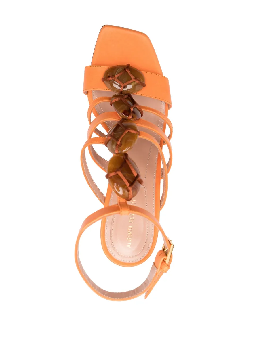 100mm bead-detail leather sandals 8