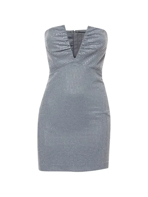 diamante-embellished strapless mini dress