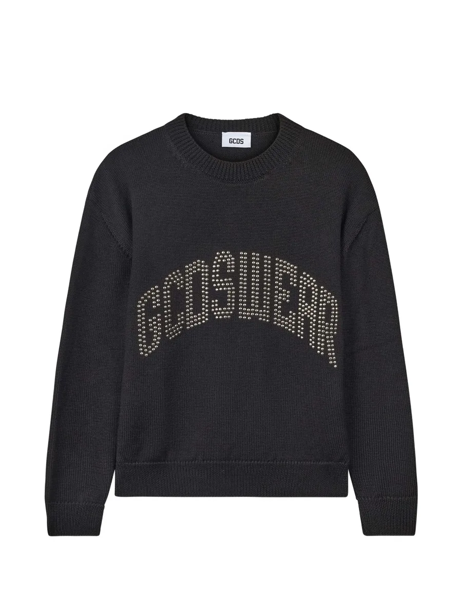 stud-embellished logo-print sweater 1