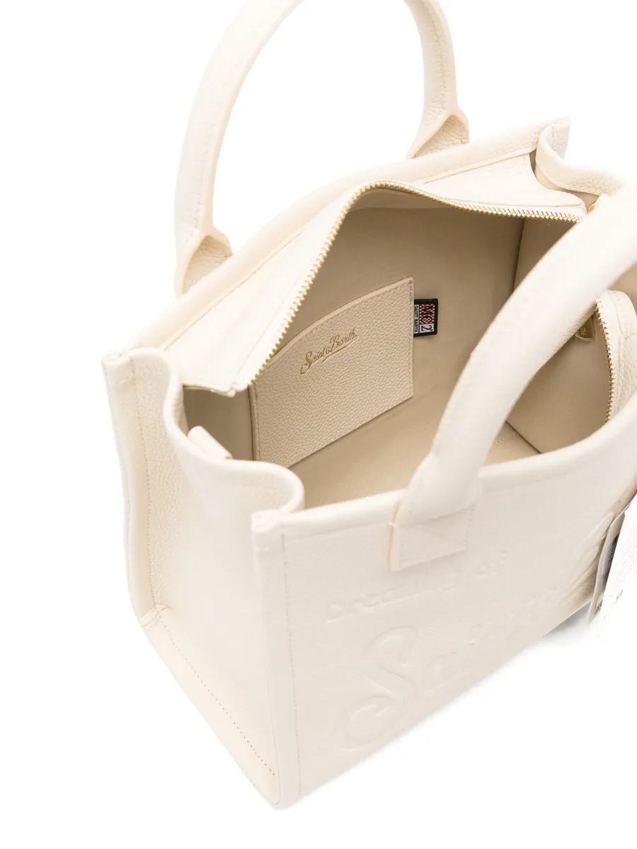 logo-embossed grained leather tote bag 10