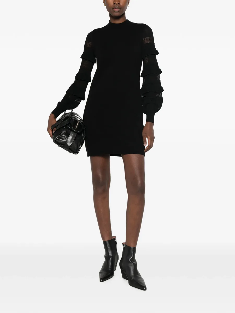 ruffled-sleeve mini knitted dress 2