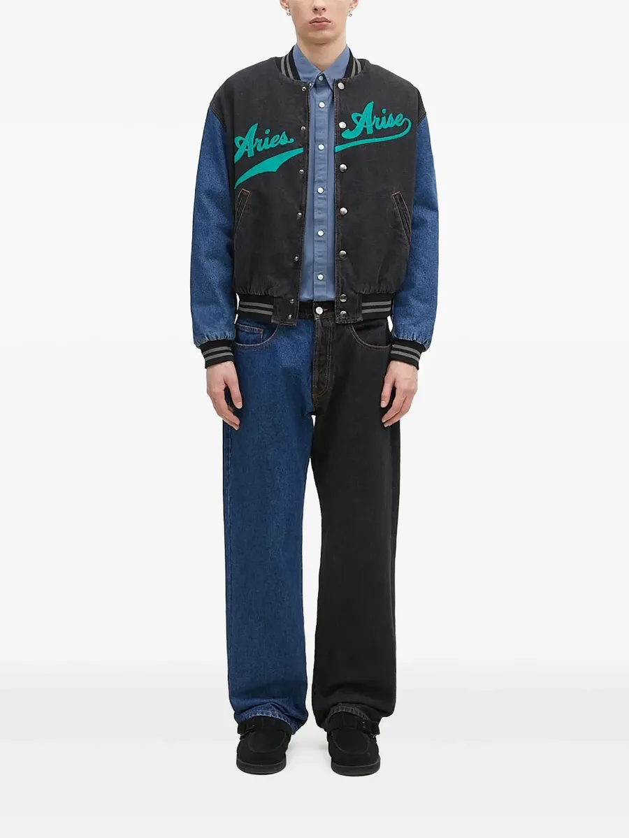 embroidered-logo jeans 1