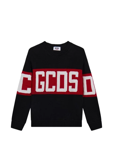 logo-intarsia wool-blend sweater