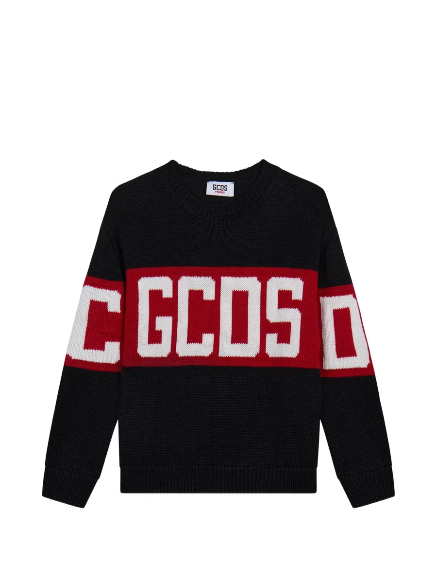 logo-intarsia wool-blend sweater 1