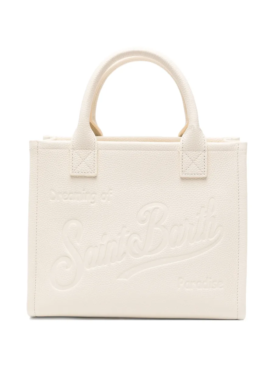 logo-embossed grained leather tote bag 1