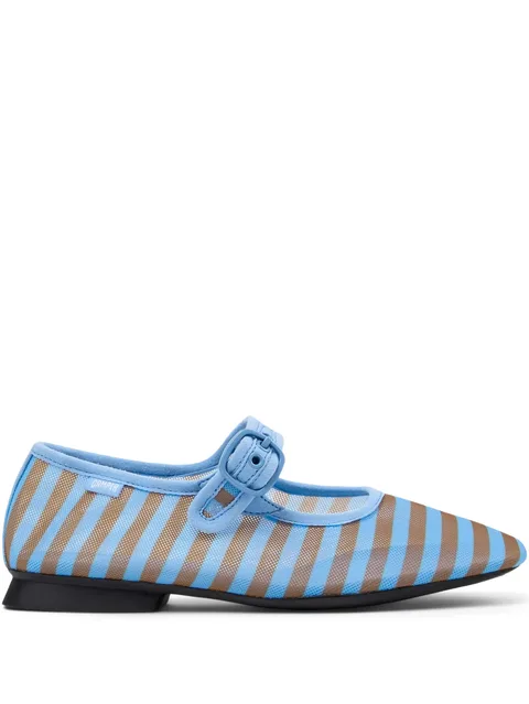 Casi Myra striped buckle ballet flats