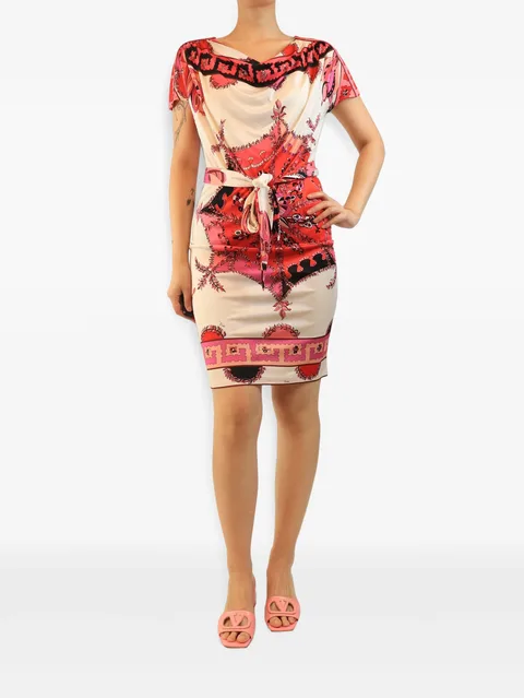 printed belted mini dress