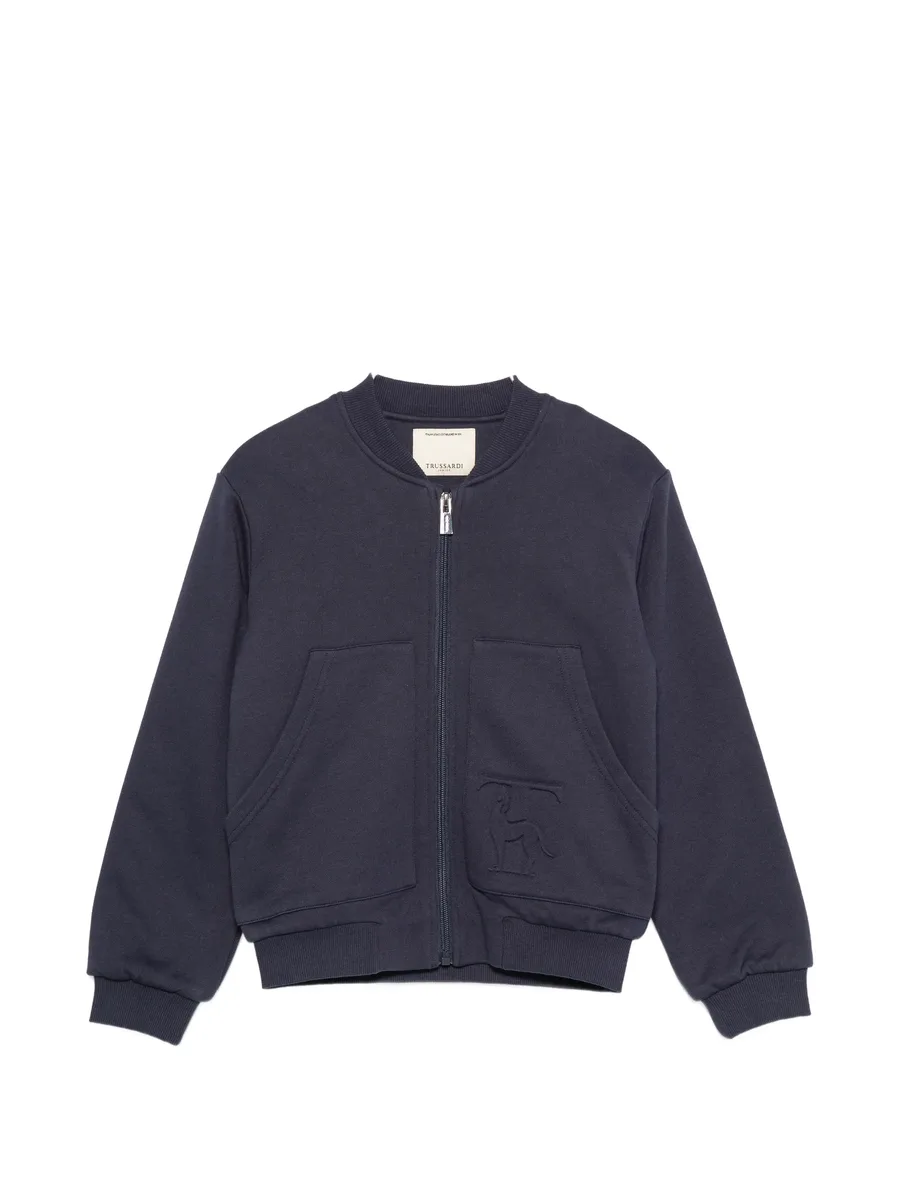 embossed-logo zip-up sweatshirt 1