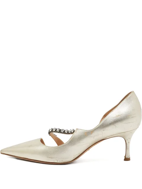 pointed-toe crystal pumps