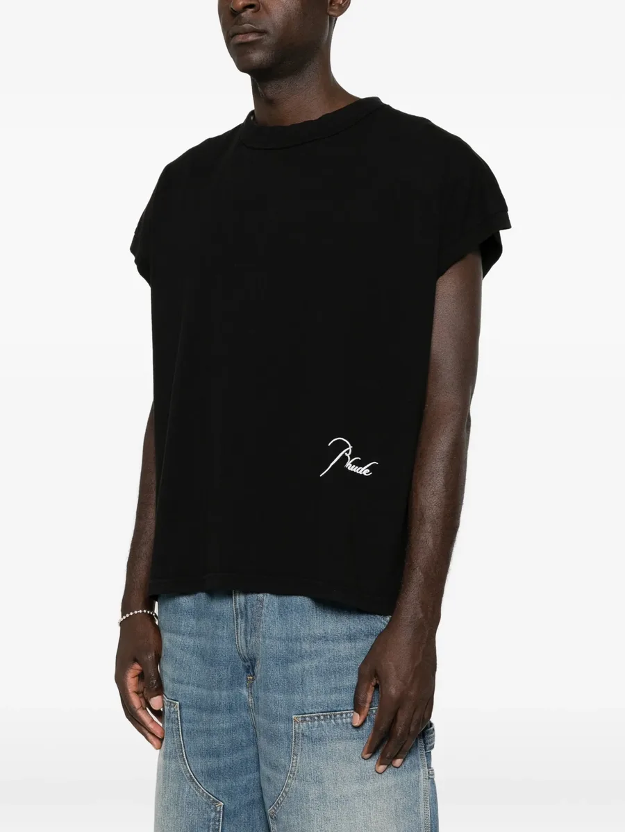 logo-embroidered cap-sleeve T-shirt 3