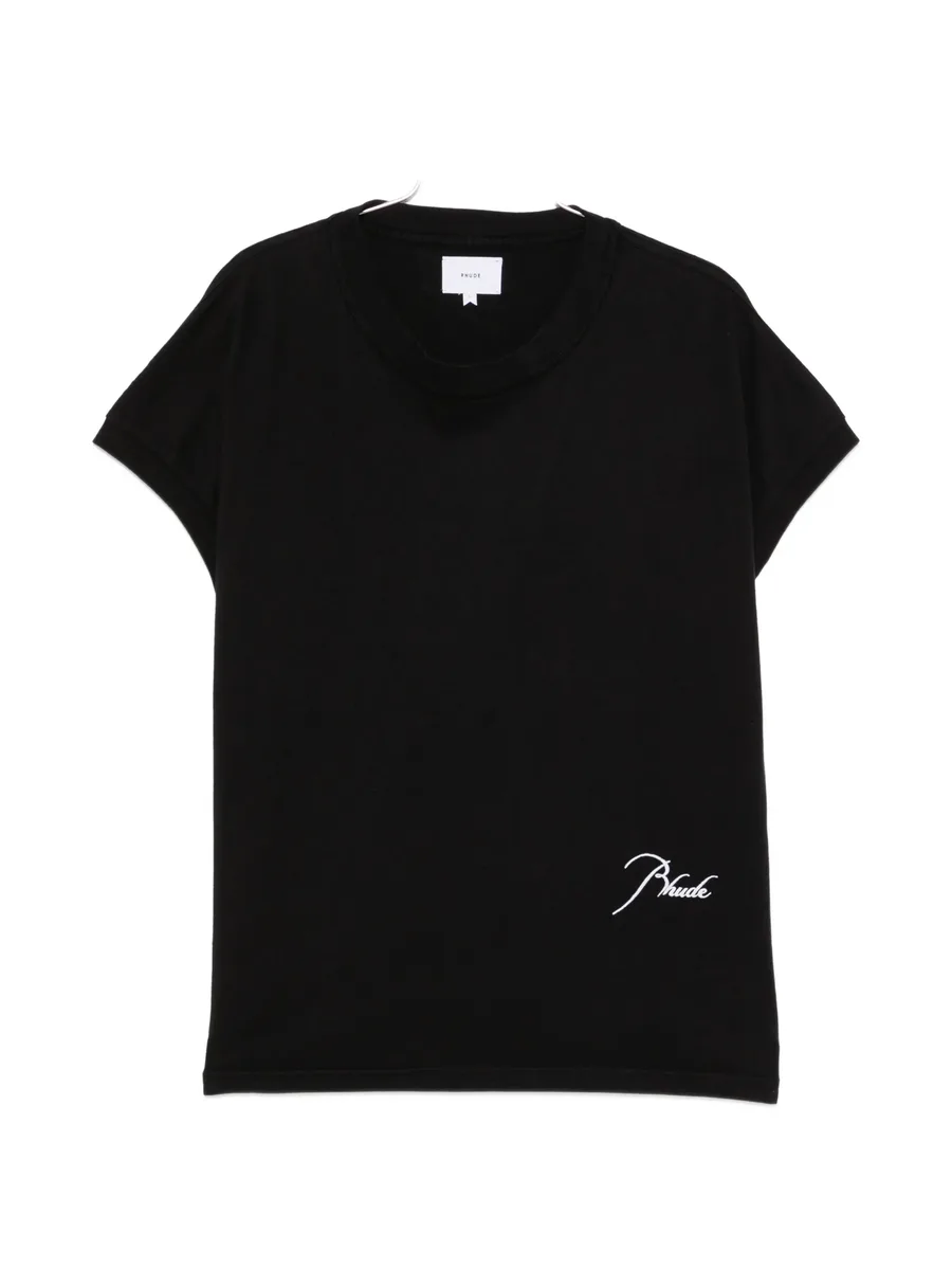 logo-embroidered cap-sleeve T-shirt 1