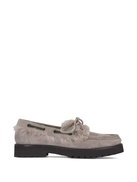 shearling-trimmed suede loafers