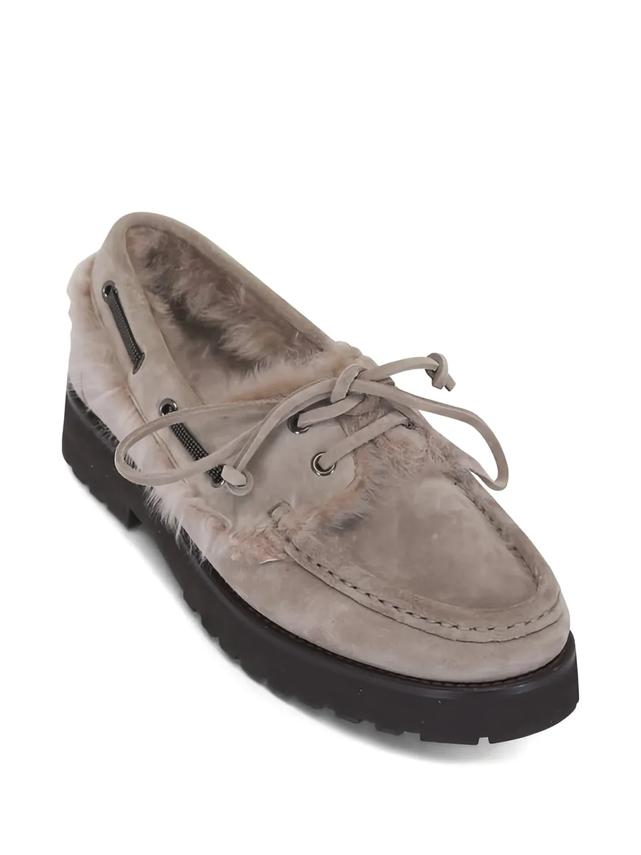 shearling-trimmed suede loafers 4